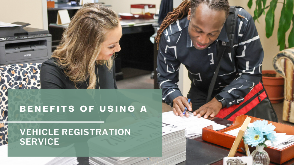 Registration expert helping a fleet owner complete commercial vehicle paperwork.