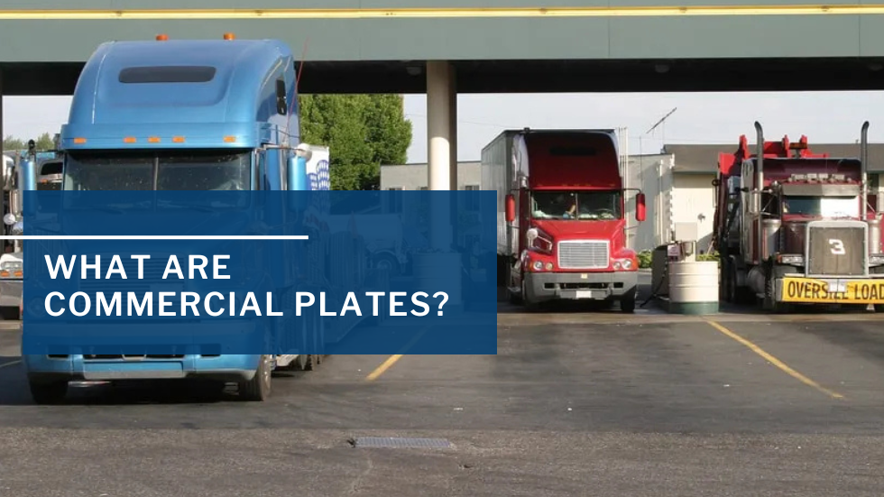 Local business truck representing commercial plates for vehicles operating within one state.